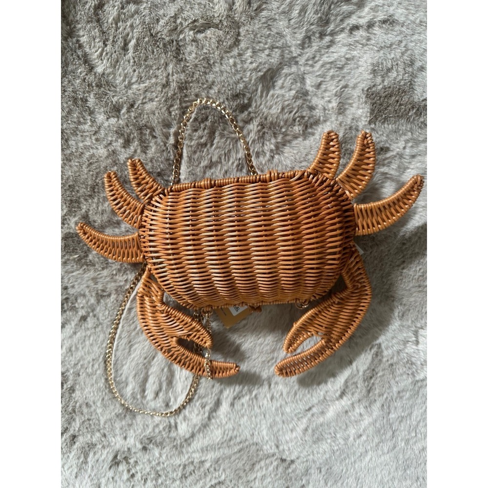 Tommy Bahama Woven Wicker Crab Crossbody Bag Tan Novelty Purse New - Picture 9 of 10